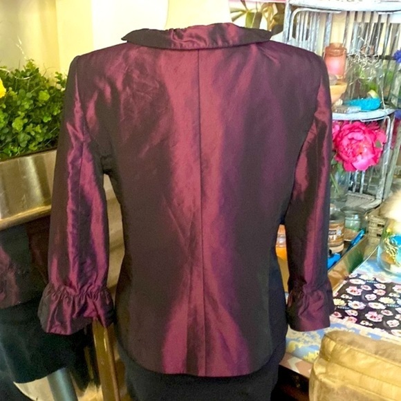 🌷 Michel Desjardins 🌷 2 Pc Set Sateen Ruffle Flare Jacket & Matching Skirt - Picture 5 of 13